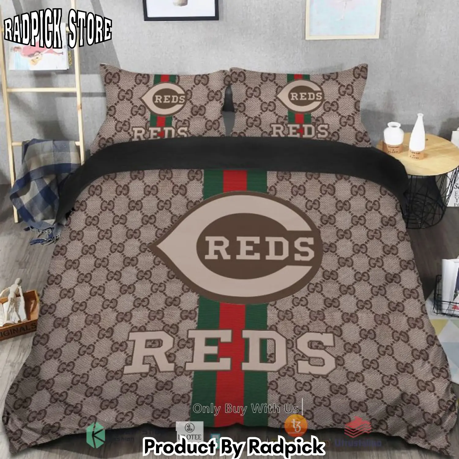 Radpick best cincinnati reds gucci bedding set rp3278363